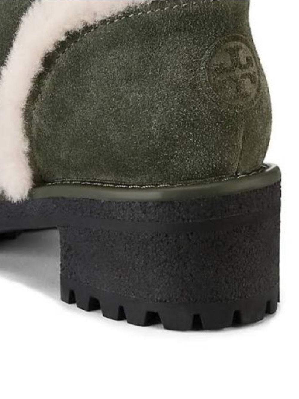 Tory Burch Cooper Shearling Lug Sole Boots in Forest Green Suede Size 8.5 - Picture 9 of 15